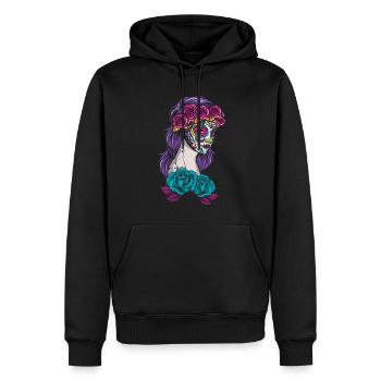 La Calavera Mexiko Blumenmuertos Tag der Toten - Männer Premium Bio Hoodie - Schwarz - Vorne - Nico (187cm)