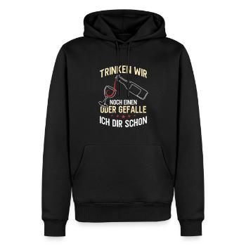 Trinken wir noch einen? Lustiger Spruch Funshirt - Männer Premium Bio Hoodie - Schwarz - Vorne - Nico (187cm)