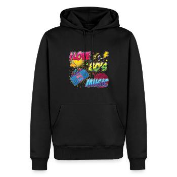 80er Jahre Musik Karneval 80er Jahre Retro Party Jahr 1980 - Männer Premium Bio Hoodie - Schwarz - Vorne - Nico (187cm)