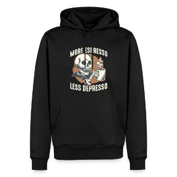 Espresso, Kaffee, Coffee, Cappuccino, Geschenkidee - Männer Premium Bio Hoodie - Schwarz - Vorne - Nico (187cm)