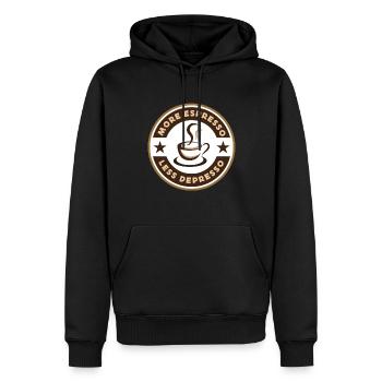 Espresso, Cappuccino, Kaffee, Coffee, Weihnachten - Männer Premium Bio Hoodie - Schwarz - Vorne - Nico (187cm)