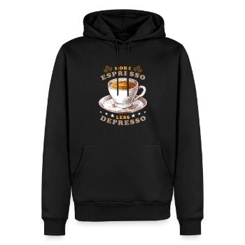 Espresso, Coffee, Kaffee, Cappuccino, Geschenkidee - Männer Premium Bio Hoodie - Schwarz - Vorne - Nico (187cm)