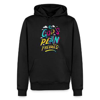 Gottes Plan setzt sich durch: Christliche Botschaft - Männer Premium Bio Hoodie - Schwarz - Vorne - Nico (187cm)