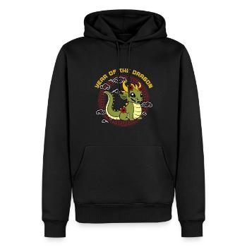 Année Du Dragon Mignon Kawaii Nouvel An Chinois - Sweat à capuche Premium bio Homme - noir - Devant - Nico (187cm)