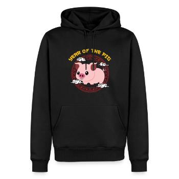 Année Du Cochon Kawaii Zodiac Nouvel An Chinois - Sweat à capuche Premium bio Homme - noir - Devant - Nico (187cm)