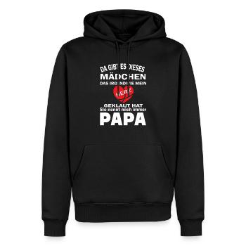 Geburt Kinder Vater Familie Herz Mädchen Papa - Männer Premium Bio Hoodie - Schwarz - Vorne - Nico (187cm)