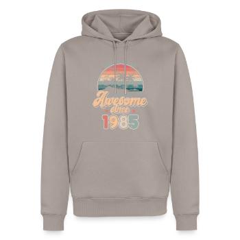 Geburtstag 1985 Palmen - Männer Premium Bio Hoodie - Taupe - Vorne - Nico (187cm)