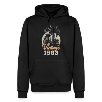 Millésime 1983 Anniversaire Palmiers - Sweat à capuche Premium bio Homme - noir - Devant - Nico (187cm)