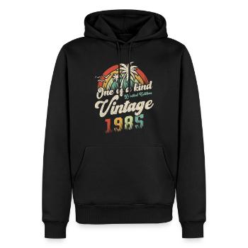 Millésime 1985 Anniversaire Palmiers - Sweat à capuche Premium bio Homme - noir - Devant - Nico (187cm)