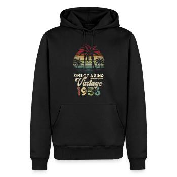 Millésime 1956 Anniversaire Palmiers - Sweat à capuche Premium bio Homme - noir - Devant - Nico (187cm)