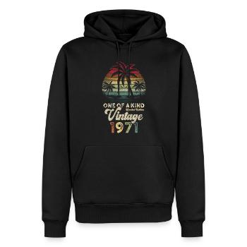 Millésime 1971 Anniversaire Palmiers - Sweat à capuche Premium bio Homme - noir - Devant - Nico (187cm)