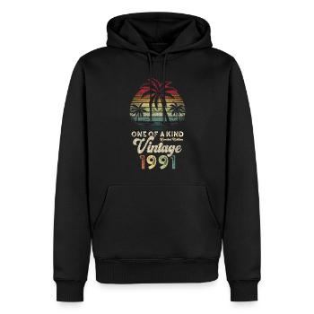 Millésime 1991 Anniversaire Palmiers - Sweat à capuche Premium bio Homme - noir - Devant - Nico (187cm)