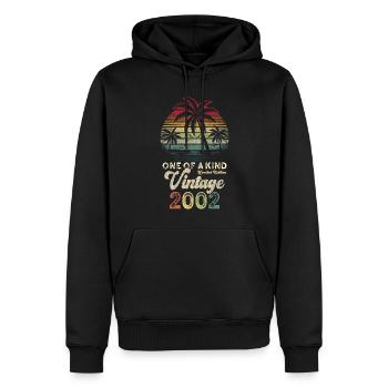 Millésime 2002 Anniversaire Palmiers - Sweat à capuche Premium bio Homme - noir - Devant - Nico (187cm)