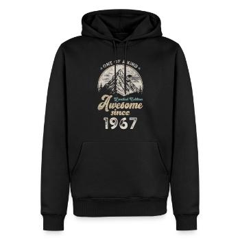 1967 Anniversaire Berge - Sweat à capuche Premium bio Homme - noir - Devant - Nico (187cm)