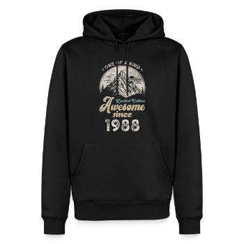 1988 Anniversaire Berge - Sweat à capuche Premium bio Homme - noir - Devant - Nico (187cm)