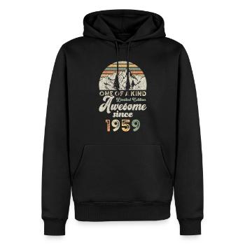 1959 Anniversaire Berge - Sweat à capuche Premium bio Homme - noir - Devant - Nico (187cm)