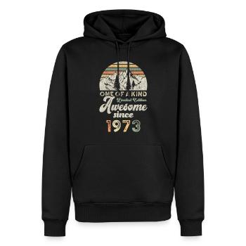 1973 Anniversaire Berge - Sweat à capuche Premium bio Homme - noir - Devant - Nico (187cm)