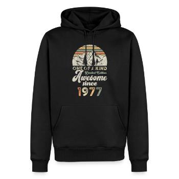 1977 Anniversaire Berge - Sweat à capuche Premium bio Homme - noir - Devant - Nico (187cm)