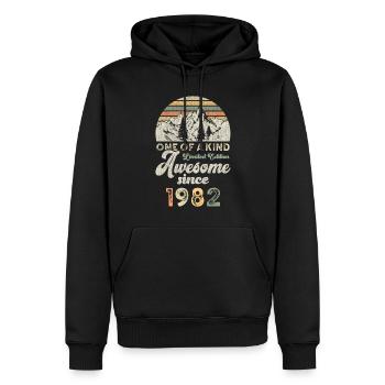 1982 Anniversaire Berge - Sweat à capuche Premium bio Homme - noir - Devant - Nico (187cm)
