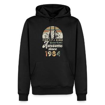 1984 Anniversaire Berge - Sweat à capuche Premium bio Homme - noir - Devant - Nico (187cm)
