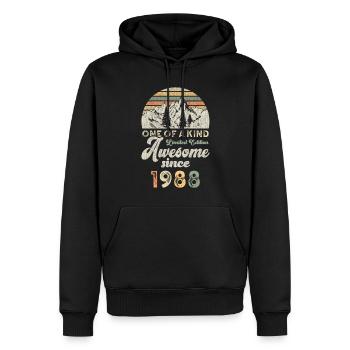 1988 Anniversaire Berge - Sweat à capuche Premium bio Homme - noir - Devant - Nico (187cm)