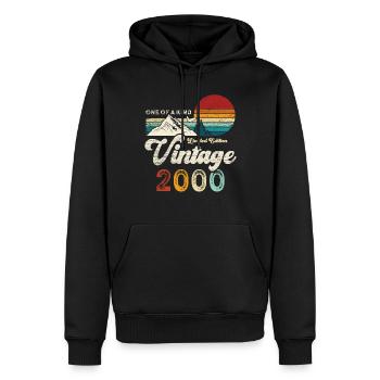 Vintage 2000 Anniversaire Montagnes - Sweat à capuche Premium bio Homme - noir - Devant - Nico (187cm)