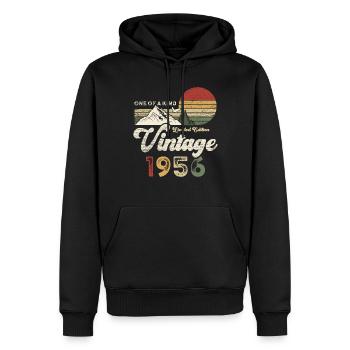 Millésime 1956 Anniversaire Montagnes - Sweat à capuche Premium bio Homme - noir - Devant - Nico (187cm)