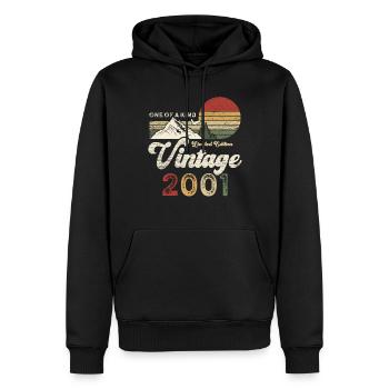 Millésime 2001 Anniversaire Montagnes - Sweat à capuche Premium bio Homme - noir - Devant - Nico (187cm)