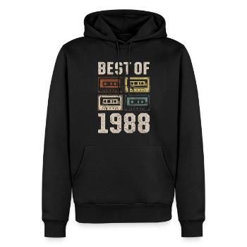 Le meilleur de 1988 Cassette d’anniversaire - Sweat à capuche Premium bio Homme - noir - Devant - Nico (187cm)