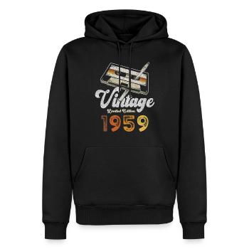 Vintage 1959 Geburtstag Kassette Bleistift - Männer Premium Bio Hoodie - Schwarz - Vorne - Nico (187cm)