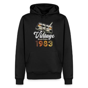 Vintage 1983 Geburtstag Kassette Bleistift - Männer Premium Bio Hoodie - Schwarz - Vorne - Nico (187cm)