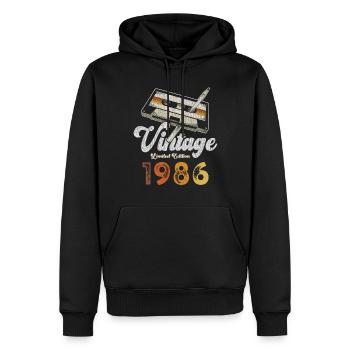 Vintage 1986 Geburtstag Kassette Bleistift - Männer Premium Bio Hoodie - Schwarz - Vorne - Nico (187cm)