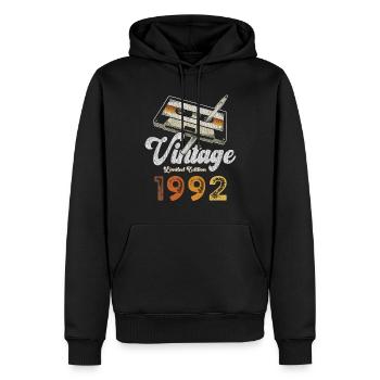 Vintage 1992 Geburtstag Kassette Bleistift - Männer Premium Bio Hoodie - Schwarz - Vorne - Nico (187cm)