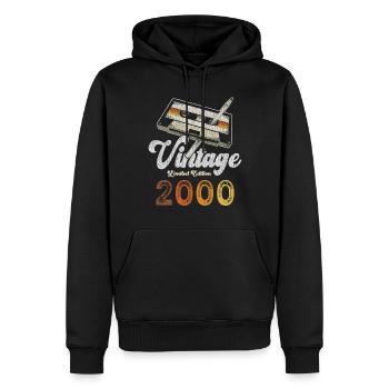 Vintage 2000 Geburtstag Kassette Bleistift - Männer Premium Bio Hoodie - Schwarz - Vorne - Nico (187cm)