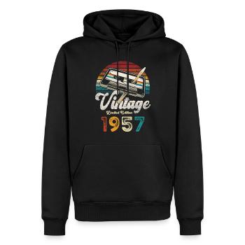 Vintage 1957 Geburtstag Kassette Bleistift - Männer Premium Bio Hoodie - Schwarz - Vorne - Nico (187cm)