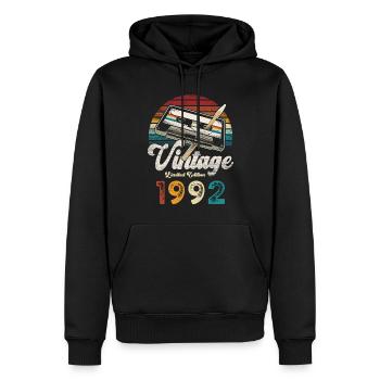 Vintage 1992 Geburtstag Kassette Bleistift - Männer Premium Bio Hoodie - Schwarz - Vorne - Nico (187cm)
