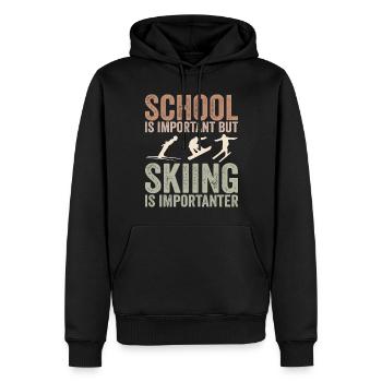 Schule ist wichtig, aber Skifahren ist noch wichtiger - Männer Premium Bio Hoodie - Schwarz - Vorne - Nico (187cm)