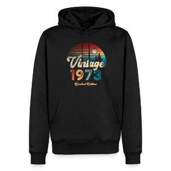 Millésime 1973 Anniversaire Rétro - Sweat à capuche Premium bio Homme - noir - Devant - Nico (187cm)