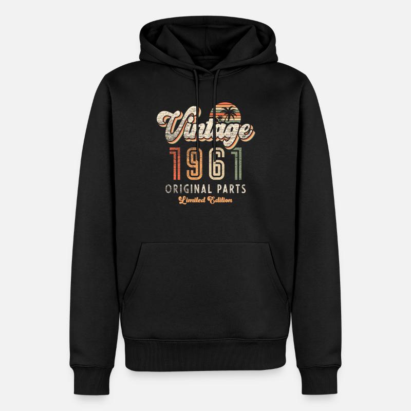 Millésime 1961 Anniversaire Rétro - Sweat à capuche Premium bio Homme - noir