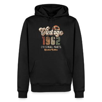 Millésime 1962 Anniversaire Rétro - Sweat à capuche Premium bio Homme - noir - Devant - Nico (187cm)