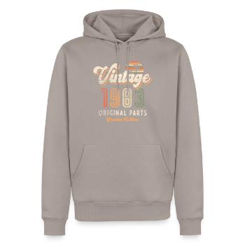 Vintage 1983 Geburtstag Retro - Männer Premium Bio Hoodie - Taupe - Vorne - Nico (187cm)