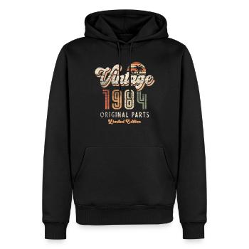 Millésime 1984 Anniversaire Rétro - Sweat à capuche Premium bio Homme - noir - Devant - Nico (187cm)
