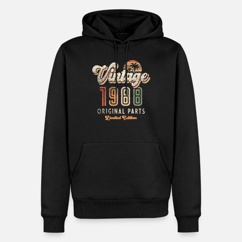 Millésime 1988 Anniversaire Rétro - Sweat à capuche Premium bio Homme - noir