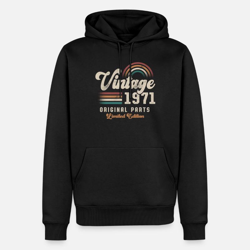 Millésime 1971 Anniversaire Rétro - Sweat à capuche Premium bio Homme - noir