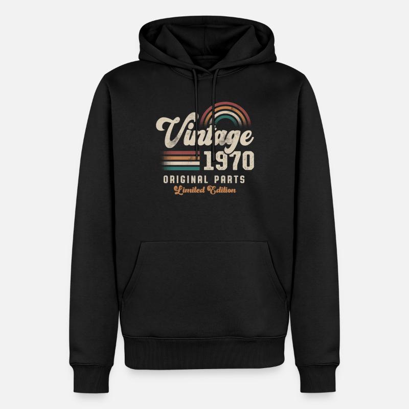 Millésime 1970 Anniversaire Rétro - Sweat à capuche Premium bio Homme - noir