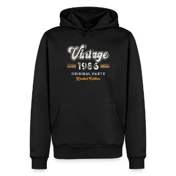 Millésime 1986 Anniversaire Rétro - Sweat à capuche Premium bio Homme - noir - Devant - Nico (187cm)