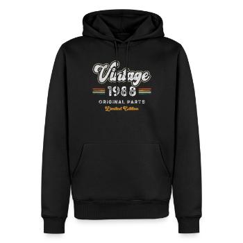 Millésime 1988 Anniversaire Rétro - Sweat à capuche Premium bio Homme - noir - Devant - Nico (187cm)
