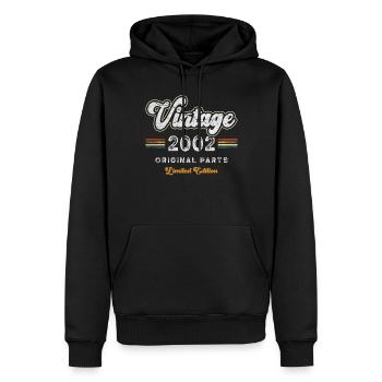 Millésime 2002 Anniversaire Rétro - Sweat à capuche Premium bio Homme - noir - Devant - Nico (187cm)