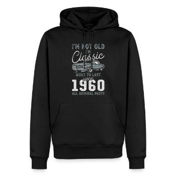Geboren 1960 Geburtstag Oldtimer - Männer Premium Bio Hoodie - Schwarz - Vorne - Nico (187cm)
