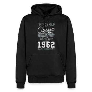 Geboren 1962 Geburtstag Oldtimer - Männer Premium Bio Hoodie - Schwarz - Vorne - Nico (187cm)